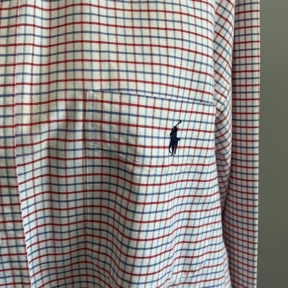 Ralph Lauren size Large Big Shirt 100% cotton red white and blue button down. - Picture 3 of 5